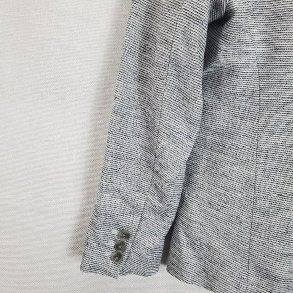 Loft Blazer Womens 4P One Button Closure Lined Blue/White Textured - Picture 5 of 10